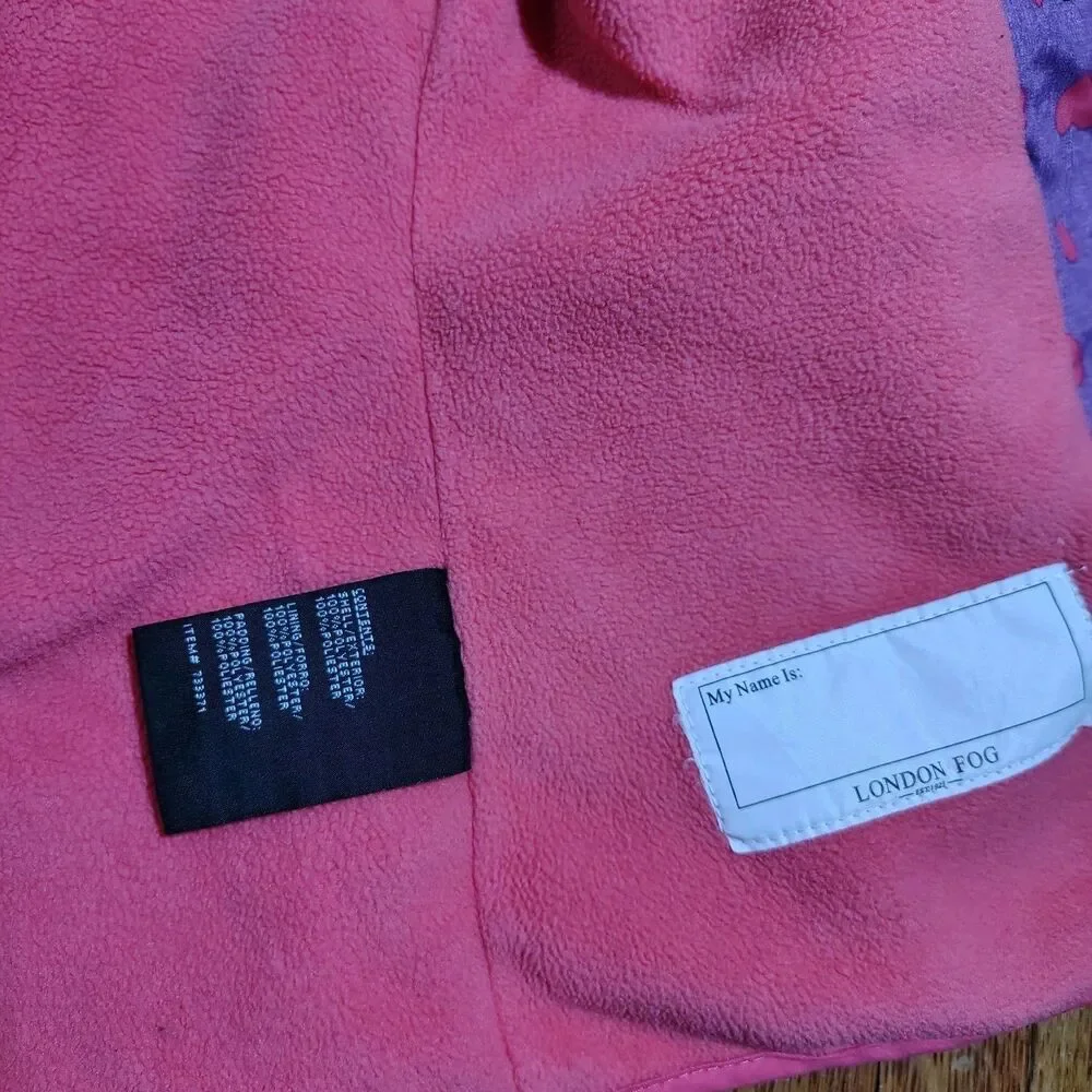 London Fog Girls Heart Printed Purple Pink Hooded Jacket Size 3T